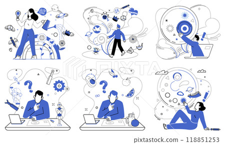 Corporate strategy vector illustration. Perfection is summit scaled by organizations armed with tools strategic planning and achievement Development is fertile soil where roots strategic intelligence 118851253