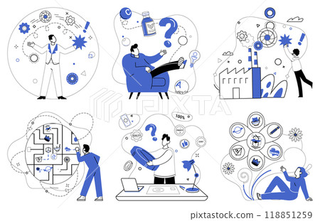 Corporate strategy vector illustration. Innovation is muse inspiring artists corporate strategy to paint canvas success Corporate strategy is captain steering ship organization through turbulent 118851259