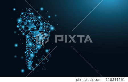 Vector illustration with a map of South America Vector illustration with a map of South America 118851361