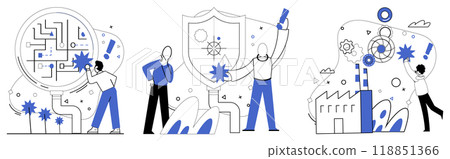 Corporate strategy vector illustration. Solution-driven aspirations are wings propelling organizations to new heights in sky corporate success Development is laboratory where alchemy strategic 118851366