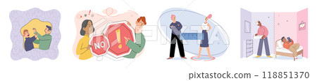Social anxiety vector illustration. The social anxiety concept examines causes and management social anxiety Stress can have negative effects on mental well being and social interactions Feeling Social anxiety vector illustration. The social anxiety concept examines causes and management social anxiety Stress can have negative effects on mental well being and social interactions Feeling 118851370
