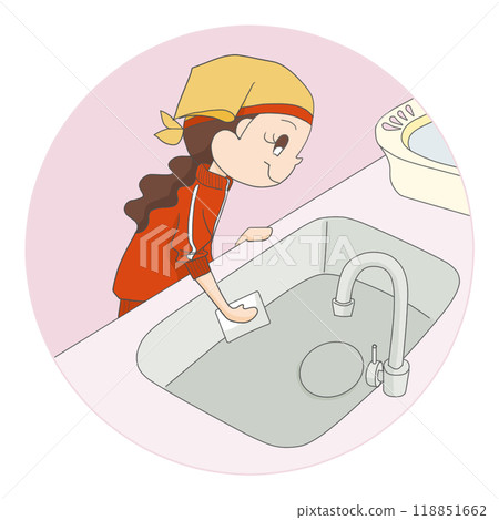 Woman cleaning the sink 118851662