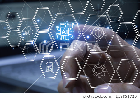 The concept of using AI in work, AI processing 118851729