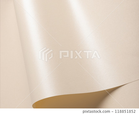 Beige paper with a smooth sheen and elegant, reflective folds. Glossy surface features soft, wavy Beige paper with a smooth sheen and elegant, reflective folds. Glossy surface features soft, wavy 118851852