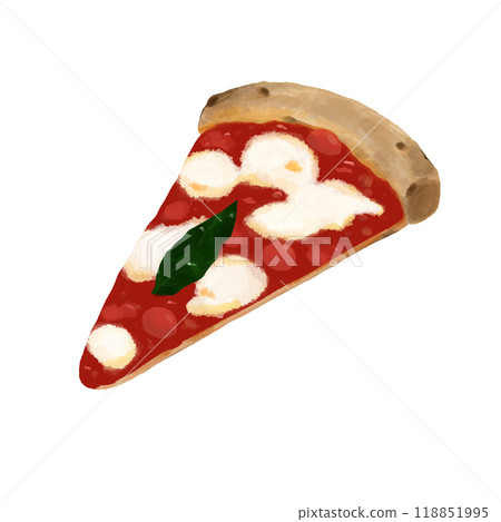 瑪格麗塔披薩[mozzarella_tomato_basil]切片的簡單插圖 118851995