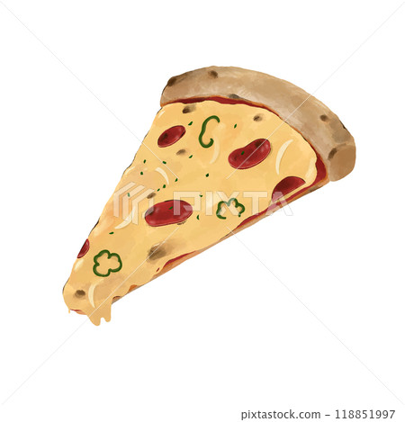 常見披薩【青椒_洋蔥_薩拉米】切片簡單圖解 常見披薩【青椒_洋蔥_薩拉米】切片簡單圖解 118851997