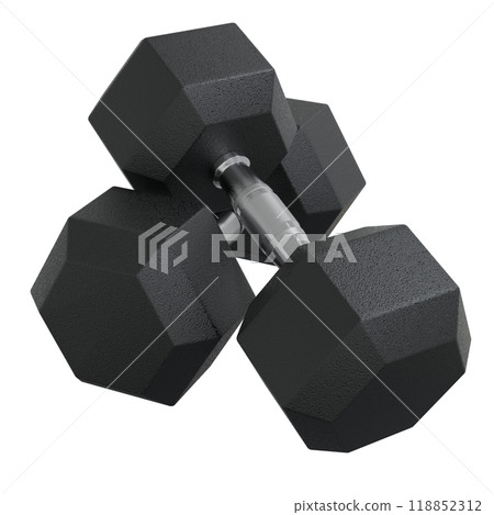 Blank Two Hex Dumbbells, weightlifting gym equipment 118852312