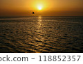 Red sunset over the Red Sea off the coast of Egypt 118852357