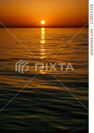 Red sunset over the Red Sea off the coast of Egypt 118852358