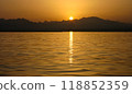 Red sunset over the Red Sea off the coast of Egypt 118852359