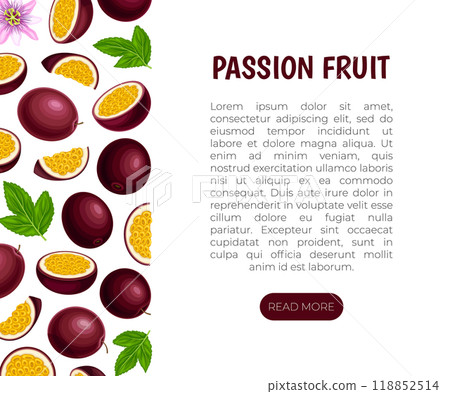 Passion Fruit Banner Design with Exotic Berry Vector Template 118852514