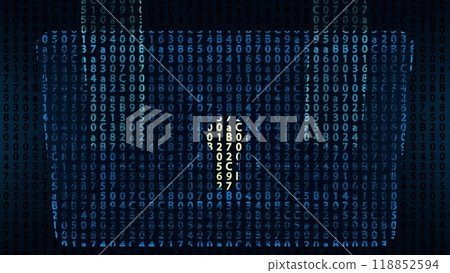 Technology security with padlock concept. Data protected by digital pad lock, electronic key. Data security, software unlock, virus and binary code. Technology security with padlock concept. Data protected by digital pad lock, electronic key. Data security, software unlock, virus and binary code. 118852594