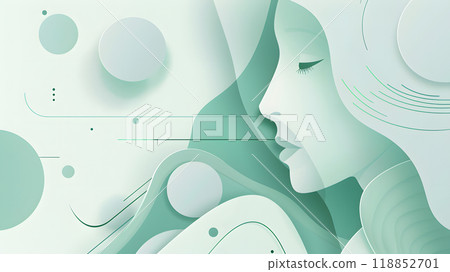 Elegant Abstract Facial Art with Soft Curves and Circular Patterns 118852701