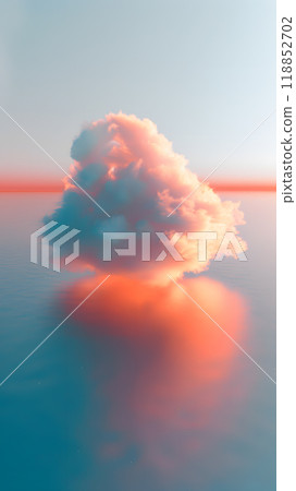 Serene Sunset Cloud Over Calm Sea With Reflective Glow 118852702