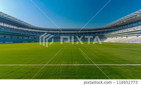 Football stadium ready for the championship, sunny day. lower shooting angle 118852773