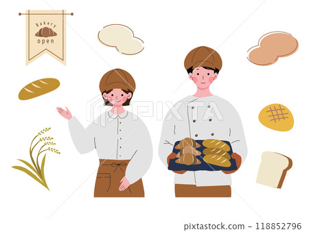 A set of cute hand-drawn bakery illustrations 118852796
