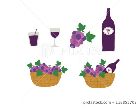 葡萄和葡萄酒插圖集 葡萄和葡萄酒插圖集 118853702