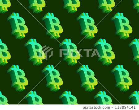Seamless pattern with bitcoin symbol in 3D style. Gradient bitcoin symbol in isometric style. Cryptocurrency, crypto trading. Design for wallpapers, covers, wrappers and banners. Vector illustration Seamless pattern with bitcoin symbol in 3D style. Gradient bitcoin symbol in isometric style. Cryptocurrency, crypto trading. Design for wallpapers, covers, wrappers and banners. Vector illustration 118854141