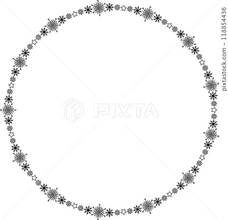 Snowflake circle frame. Winter snowflake round border. 118854436