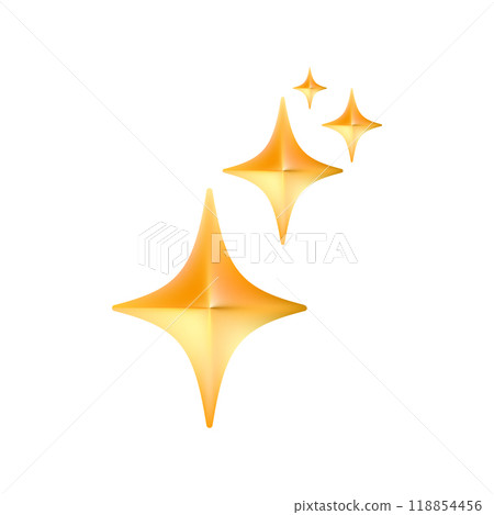 Gold star emoji icon. Glittering sparkle magic element. 118854456