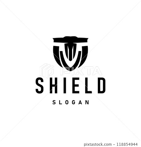 Simple Minimalist Security Shield Logo Design Vector Illustration Template 118854944