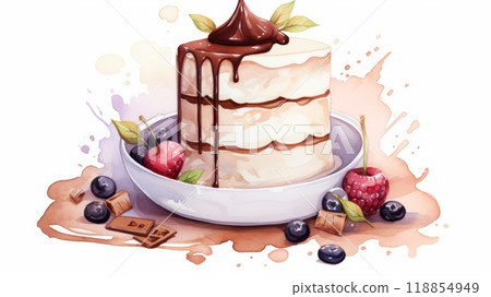 Milk cake chocolate illustration on white background. Neural network ai generated art Milk cake chocolate illustration on white background. Neural network ai generated art 118854949