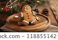 Generative Ai illustration. Christmas homemade gingerbread cookies on wooden table 118855142