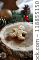 Generative Ai illustration. Christmas homemade gingerbread cookies on wooden table 118855150