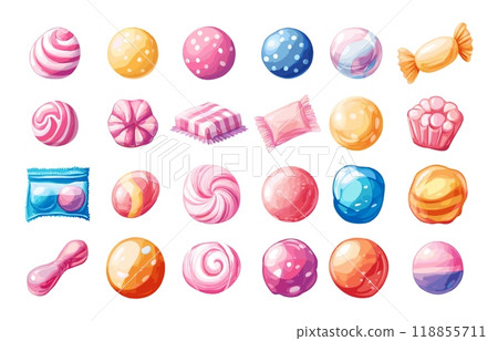 Chewing gum elastic treats cartoon vector set. Bubble pads blisters packaging sugar puffs chewy pillows balls candy, delicious yummy oral care bubblegum sweets confectionery isolated illustrations Chewing gum elastic treats cartoon vector set. Bubble pads blisters packaging sugar puffs chewy pillows balls candy, delicious yummy oral care bubblegum sweets confectionery isolated illustrations 118855711