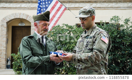 Military Veteran Receives Flag Folded by Cadet to Commemorate Memorial Day 118855878