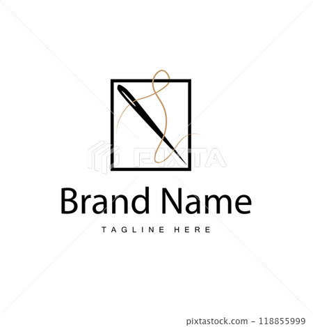 Tailor logo vector template needle and thread... - Stock Illustration ...