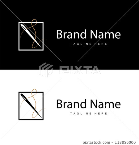 Tailor logo vector template needle and thread black silhouette design simple sewing tool product brand Tailor logo vector template needle and thread black silhouette design simple sewing tool product brand 118856000