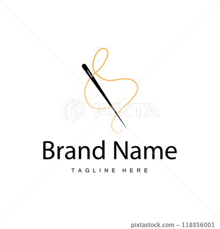 Tailor logo vector template needle and thread black silhouette design simple sewing tool product brand Tailor logo vector template needle and thread black silhouette design simple sewing tool product brand 118856001