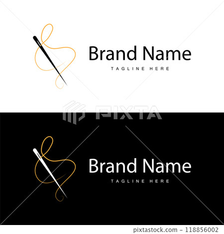 Tailor logo vector template needle and thread black silhouette design simple sewing tool product brand Tailor logo vector template needle and thread black silhouette design simple sewing tool product brand 118856002
