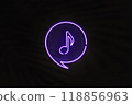 Purple neon sign with speech bubble and eighth note 118856963