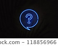 Blue neon sign with speech bubble and question mark 118856966