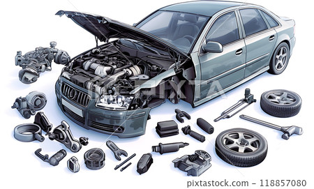 拆解的汽車零件圖解 拆解的汽車零件圖解 118857080