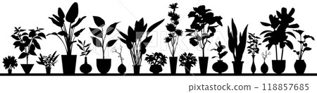 室內植物剪影圖 室內植物剪影圖 118857685