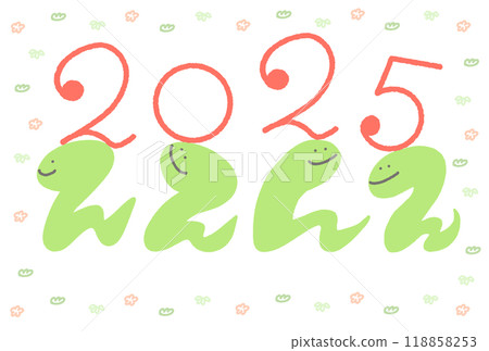 2025 Four snakes with the number on their heads New Year's card Reiwa 7 2025 Four snakes with the number on their heads New Year's card Reiwa 7 118858253
