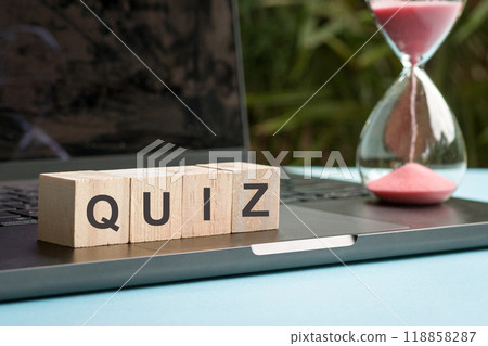 Quiz, word on top of laptop Quiz, word on top of laptop 118858287