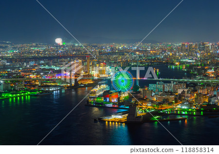 花火大會當天的大阪夜景 118858314