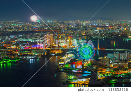 花火大會當天的大阪夜景 118858316
