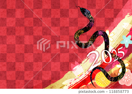 蛇新年卡片剪影背景 118858773