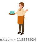 Illustration of a waitress serving water Illustration of a waitress serving water 118858924