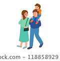Illustration of a family of three Illustration of a family of three 118858929