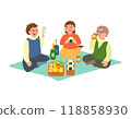 Illustration of people having a party outside Illustration of people having a party outside 118858930