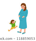 Illustration of a pregnant woman and a boy Illustration of a pregnant woman and a boy 118859053