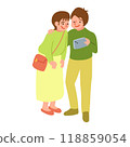 Illustration of a couple taking a selfie Illustration of a couple taking a selfie 118859054