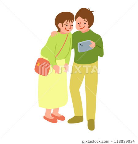 一對情侶自拍的插圖 118859054