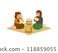 Illustration of two women having a picnic Illustration of two women having a picnic 118859055